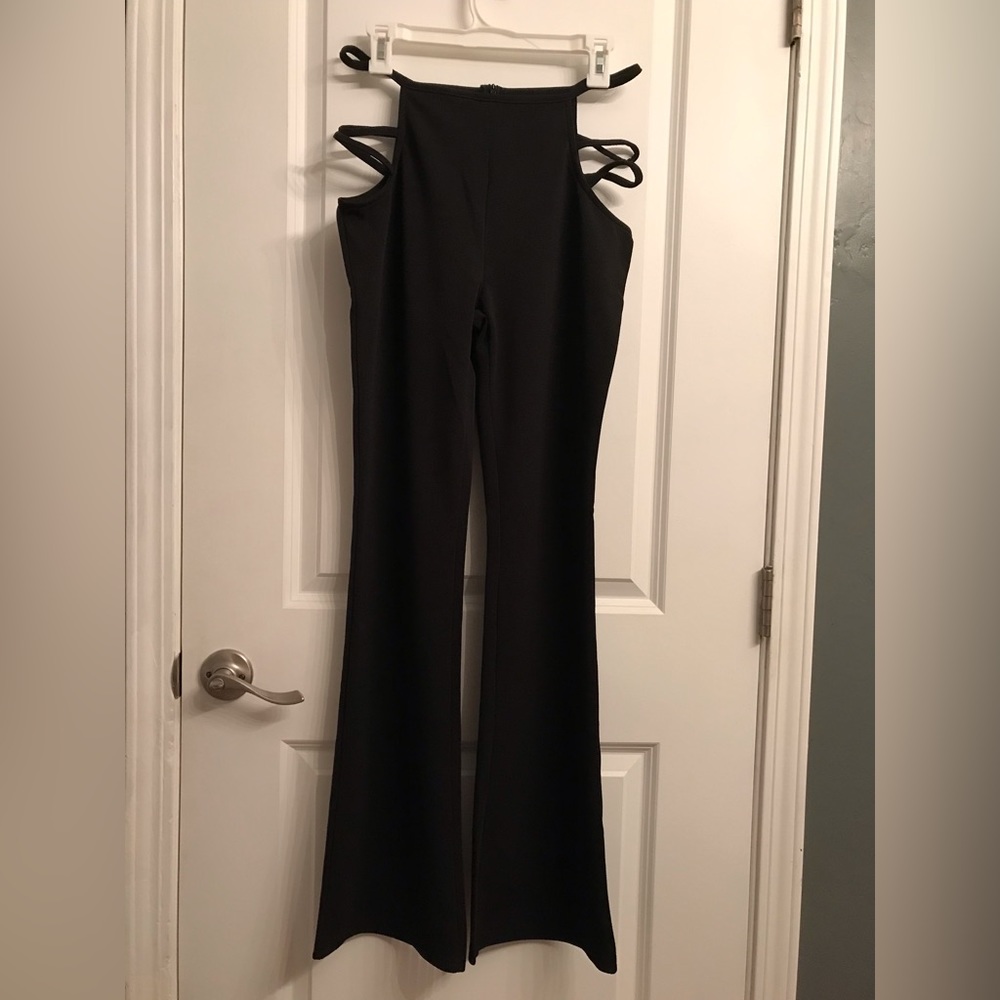 Maddy Strapped Cutout Black Bootcut Bottoms